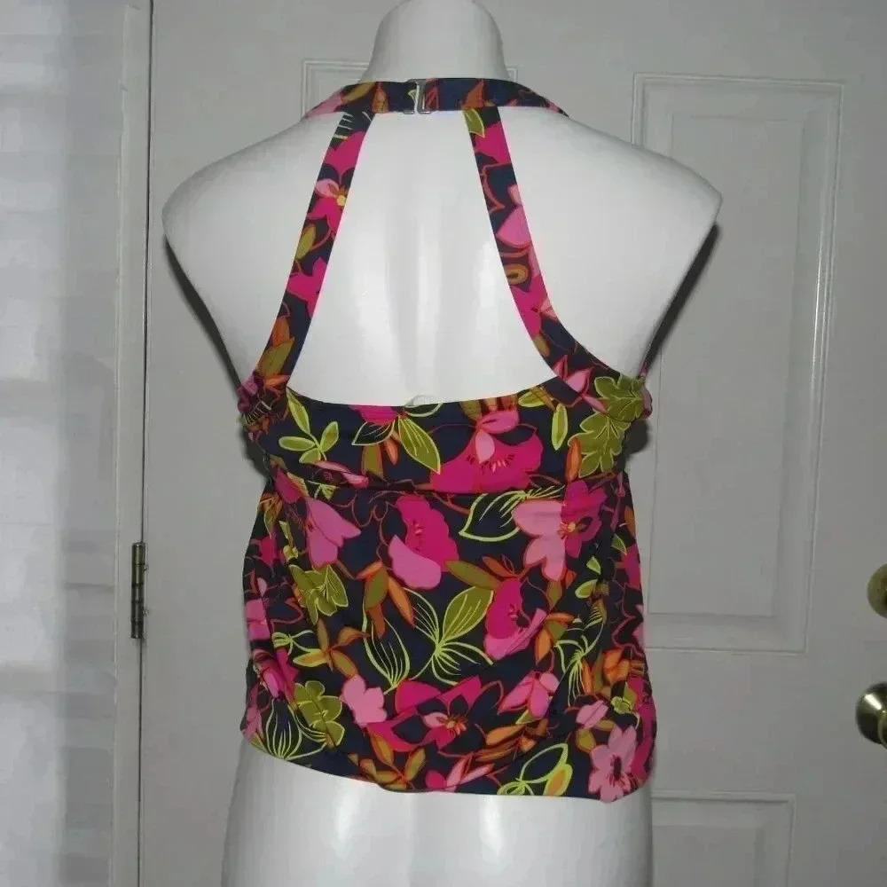 NWT LANDS’ END Deep Sea Jungle Floral Blouson Swim Tankini Size 10 - Picture 4 of 7